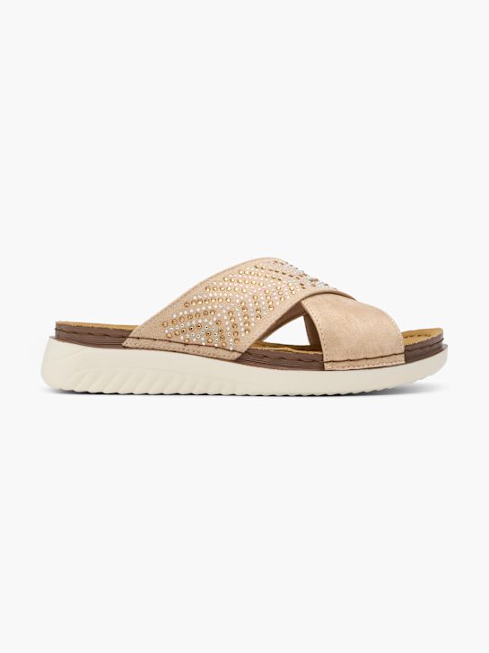 enostavno ulica footbed sandali bež deichmann